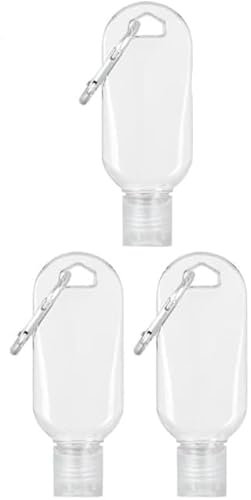 Hehglng Lot de 3 porte-clés transparents pour sauce piquante – Mini conteneurs de ketchup portables pour les déplacements – Porte-clés rechargeable pour sauce piquante de voyage – Bouteilles de 50 ml