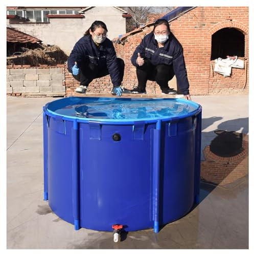 Zfmnoyev Piscina Rotonda in Tela per Pesci, Piscina Fuori Terra Spessa 0,9 Mm, Telone Grande Pieghevole per Esterni con Staffa, Piscine con Struttura Utilizzate(1.8x0.8m-2000L/71x31in)