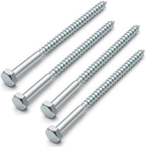 AMLOOPH M8 x 150mm Coach Screws, 10pcs Heavy Duty Hex Head Lag Bolts 150mm | Zinc Plated Steel Half Thread M8 Self-Tapping Wood Screws for Wood, Brick & Masonry Fixing – Fence, Shelving, Decking