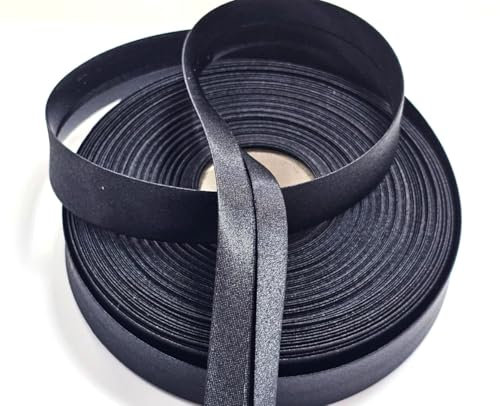 Satin- Schrägband vorgefalzt 40/20mm schwarz 10m
