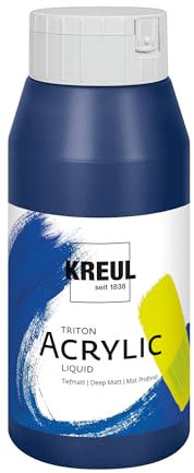 KREUL 17080 - Triton Acrylic Liquid Phthaloblau 750 ml, Hochwertige Künstler-Acrylfarbe in Studienqualität mit leicht fließendem Charakter, tiefmatt auftrocknend