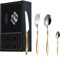 Besteck Set 6 Personen – Edelstahl 18/10 Silber-Gold – Luxus Besteck Spülmaschinenfest & Rostfrei – Modern Ergonomisch – Geschenkbox – PVD Beschichtet Velora Besteckset