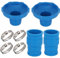 BOXOB 8pcs Kit d'Adaptateurs pour Tuyau d'Aspirateur de Piscine, Connecteur Bleu pour Tuyau d'Écumoire de Piscine avec Pinces Compatible avec Les Accessoires Hors Sol Intex