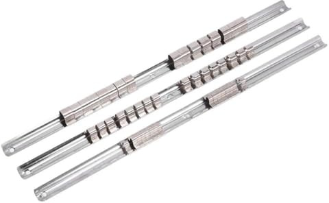 Rail de rangement de douilles en acier inoxydable avec 16 clips, étagère de rangement pour outils de 6,35 mm, système de support mural pour rangement d'outils de garage, travaux de mécanique (45661)