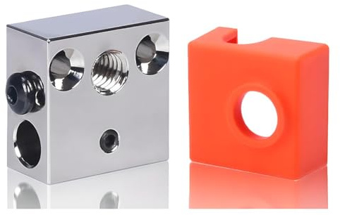 Newwish Ender 3 Heater Block,CR-10 Upgrade Plated Copper Heater Block,MK8 High Temperature Heating Block with Silicone Sock for 3D Printer Hotend Ender 3/Ender 3 V2/Pro/Ender 5/Plus/CR10/S4/S5.(1PC)