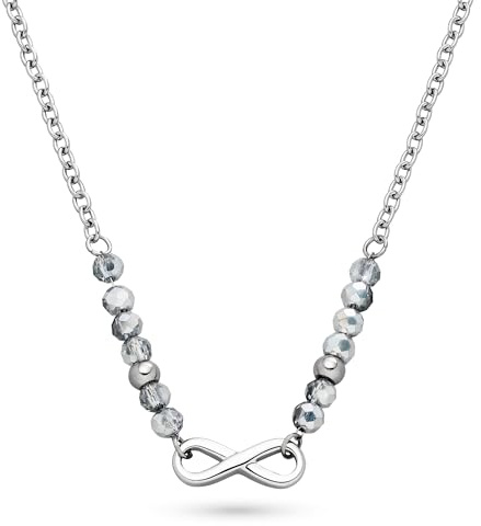 s.Oliver Damen Schmuck – Halsketten aus Edelstahl mit Infinity Design und eleganten Beads in verschiedenen Farben – Stilvoll & Modern – Perfekte Geschenkidee