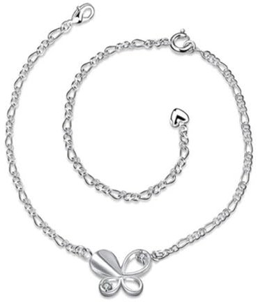 Boowhol Chaîne de cheville réglable en argent sterling 925 avec papillon et zircone pour femme et homme