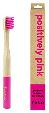 f.e.t.e | Positively Pink Children's Bamboo Toothbrush | Biodegradable & Compostable Handle | Recyclable Soft Bristles | Sustainable | Vegan
