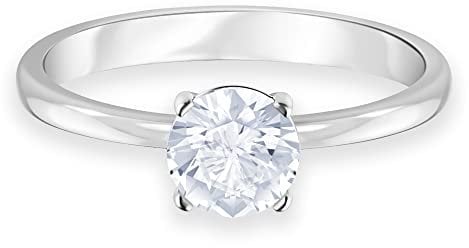 Swarovski Attract Ring, Rund, Weiss, Rhodiniert