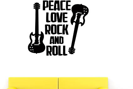 Wandaufkleber Peace Love Rock und Roll | Verschiedene Größen | Dekorativer Aufkleber im eleganten Design 130 x 119 cm