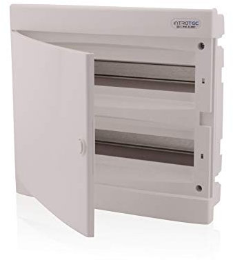 Intratec Sicherungskasten Unterputz IP40 – Verteilerkasten mit weißer Tür, 2-reihig, 36 Module, 357x382x106 mm, für Trockenräume