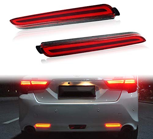 PGONE Red LED Rear Bumper Reflectors Fog Brake Tail Light sequential turn signal Lamps Accessories Kit For Toyota Rav4 Camry Sienna Matrix Venza Avalon Lexus RC250 RC350 IS-F GX470 RX300 Rx500