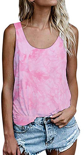 Maglietta da donna senza maniche, estiva, vestibilità larga, 964 rosa, L