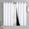 PONY DANCE 100% Double-Layer Blackout Curtains - White Thermal Insulated 46x54 Inch Bedroom Curtains, Energy Saving & Noise Reducing, Eyelet Window Drapes (Set of 2 Panels)
