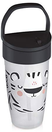 LOVI Auslaufsicherer Trinkbecher mit weichem Silikon-Strohhalm für Kinder, 14+ Monate, Drehdeckel mit weichem Strohhalm, auslaufsicher, BPA-frei, 350 ml, Schwarz
