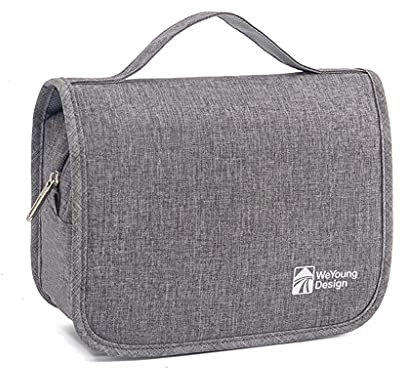 Kulturbeutel zum Aufhängen, Make-up-Tasche für Männer und Frauen, tragbare Reisetasche, Kosmetiktasche, große Reisekulturbeutel, Make-up-Tasche, Organizer, wasserdicht, grau (Grau) - WJ237-1