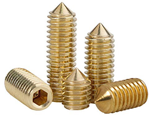 ANSIEDIO Tornillos Sin Cabeza Tornillo Allen de Cola de Cono Tornillos Prisioneros de Latón - M4×12mm,20 pcs