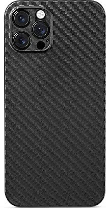 aiino Skin Case für iPhone 12 Pro Max, Schwarzes Cover mit Kohlefaser-Effekt, stoßfest und kratzfest, ultradünn, leicht und flexibel, kompatibel mit MagSafe, Italienische Qualität - Schwarz