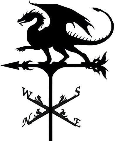 Wetterhahn Rostfreier Metall Hahn Fliegender Drache Hunde Windfahne Ornament Für Dach Wind Richtung Anzeige Deko-Wetterfahne, Garten Deko Schwarz Retro Farm Szene Wetterfahne Im Antik Stil
