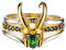 HUSHUI Loki Ring, Anelli da Donna, 3 in 1 Anelli per Casco da Film Anelli impilabili in Lega di Metallo di Cristallo Verde Unisex Cosplay Puntelli di Gioielli