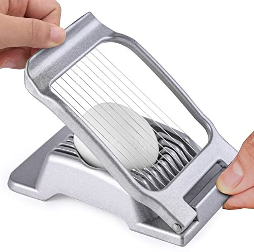 MCIJRJOI Egg Slicer, Multipurpose 304 Stainless Steel Wire Egg Slicer for Hard Boiled Eggs, Aluminum Egg Cutter Heavy Duty Slicer