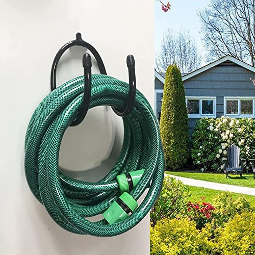 Support mural pour tuyau d'arrosage en métal résistant pouvant facilement contenir un tuyau de 38 cm – Parfait pour clôture à maillons de chaîne et fixation murale pour tuyaux de piscine, brosses,