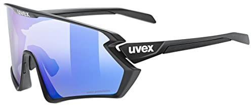uvex sportstyle 231 2.0 P - Sportbrille für Damen und Herren - starker Schutz vor Sonnenstrahlung - beschlagfrei - black matt/blue - one size