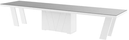Design Esstisch HEG-111 Grau Hochglanz/Weiß Hochglanz ausziehbar XXL 160 cm bis 412 cm Esszimmertisch für 16 Personen Kitchentable Funktionstisch Ausziehtisch Esszimmer Tisch Esszimmermöbel