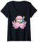 Damen Krake Tauchen Schnorchel Schwimmbrille T-Shirt mit V-Ausschnitt