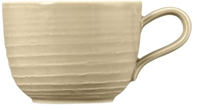 Seltmann Weiden Terra Kaffeetasse, 260 ml, Kaffeeobertasse mit spiralförmigem Relief, Spülmaschinen- und mikrowellenfest, Porzellan, Sandbeige