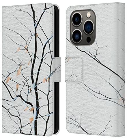 Head Case Designs Offizielle Dorit Fuhg Weiss Wald Leder-Wallet-Hülle Kompatibel mit Apple iPhone 14 Pro