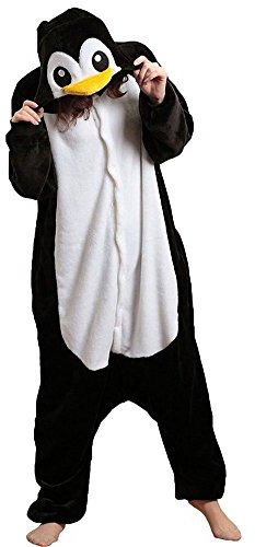 chuangminghangqi Unisex Pinguin Schlafanzug Damen Tierkostüme Onesie Erwachsene Flanell Overall Jumpsuit Kostüm Partyoutfit Themenparty Pyjama Faschingskostüme Partyoutfit Geschenk für Sie(Pinguin,L)