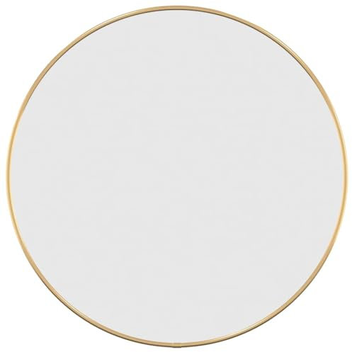 vidaXL Mural Miroir de Maquillage Coiffeuse Cosmétique Décoration de Chambre à Coucher Salle de Bain Salon Intérieur Doré Ø 50 cm Rond