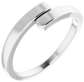 Bypass-Ring aus 925er-Sterlingsilber, poliert, gravierbar, Größe 7, Schmuck für Damen, One Size, Metall Silber Sterling Silber, Kein Edelstein