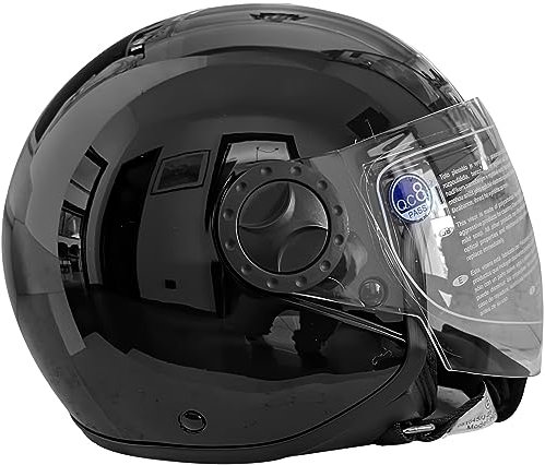Casco Demi Jet con visiera lunga - Antigraffio - Colore Nero lucido - EMMETRE - CI2303NL (S)