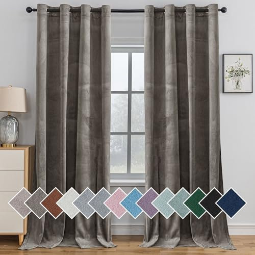 Ystyle Rideau Occultant Velours Lot De 2, 140x260cm, Rideaux Salon Rideau Thermique Isolant Anti Chaud Intérieurs, Rideau Phonique Anti Bruit, Moderne Chambre Maison Dressing, Chameau