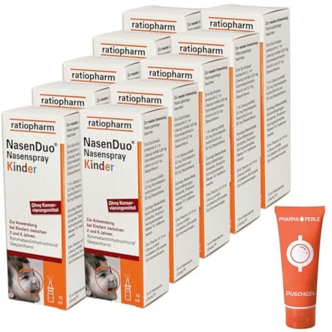 NASENDUO für Kinder 10x 10ml Sparset Nasenspray I bei Schnupfen und verstopfter Nase I mit Pharma Perle give-away
