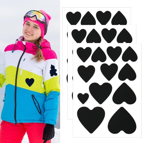 Skystuff Lot de 36 patchs autocollants en nylon pour réparation de veste, tente, vêtements d'extérieur, réparation de trous dans les vêtements, sacs de couchage, forme ronde et ovale, noir