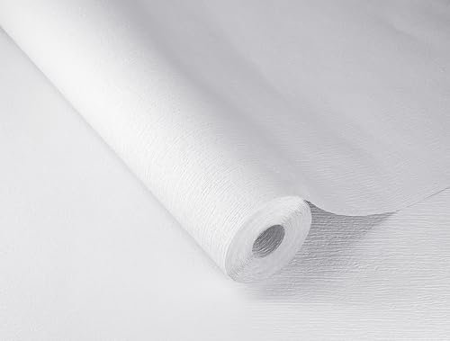 Rasch Tapete 201819 - Weiße Papiertapete mit Putz-Struktur, Putz-Optik - 10,05m x 0,53m