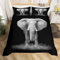 Homemissing Éléphant Housse de Couette Animaux Sauvages et 3D Vif décor Animal Noir Gris Housse de Couette 200x200cm avec 2 taies d'oreiller, Fermeture à glissière, Style Exotique thème Parure de Lit