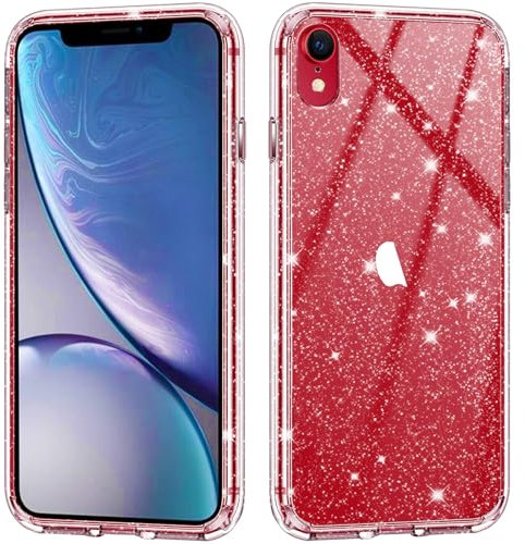JJGoo Compatible with iPhone XR Case, Bling Sparkle Soft TPU Anti-Scratch Shockproof Protective Phone Bumper, Women Girls Cute Slim Phone Case, Clear Glitter