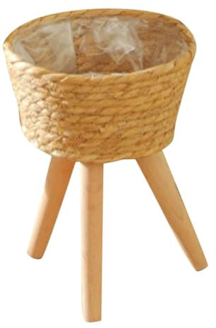 BESPORTBLE Supporto Per Fioriera Da Pavimento Cestino Di Vimini Con Piedi Supporto Per Piante in Vimini Supporto Per Sgabello Per Porta Piante in Vaso Cadere a Di Legno Piante Grasse