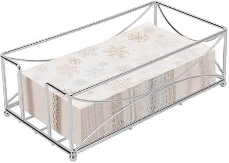 Livabber Guest Napkin Holder, Metal Bathroom Paper Hand Towel Storage Modern Napkin Tray Caddy for Countertop, Table Kitchen, Dinning Room (Chrome, Metal Base)