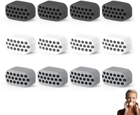 Lunyloer Jawline Trainer, 12 PCS Kiefermuskeltrainer 3×1.5×1.6cm, Kiefertrainer Jawline Exerciser und Kiefer Training Jawline Fitnessball für Trainieren Stärkung und Straffung Von Kiefer (4 Color)
