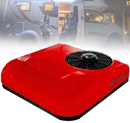 Cashwise RV Air Conditioner All-in-One RV Truck Rooftop Air Conditioner, 12V/24V DC Air RV Conditioner, for Excavator Truck RV Boat Automotive Camper Travel Trailer,Red-24V