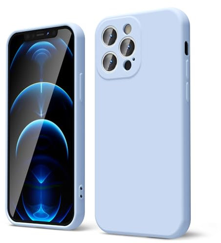 oakxco für iPhone 12 Pro Hülle Silikon Case mit Kameraschutz, Ultra Dünn Bunt Handyhülle Mädchen, Einfarbig Handy Hülle Slim Schutzhülle, Matt TPU Weich Gummi Glatt Silikonhülle Bumper, Hellblau