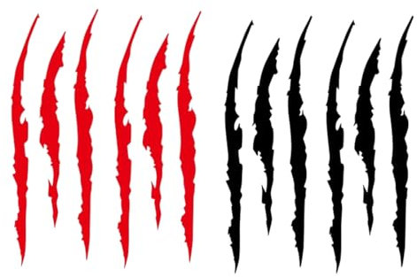 TNSRAY 4 Adesivi Auto a Forma di Graffi | Stickers Adesivi Artigli Mostro Moto Macchina Esterni, Adesivo per Auto Graffi Artigli,Adesivi per Auto a Forma di Graffi Adesivo Mostro Artigli (Nero+Rosso)
