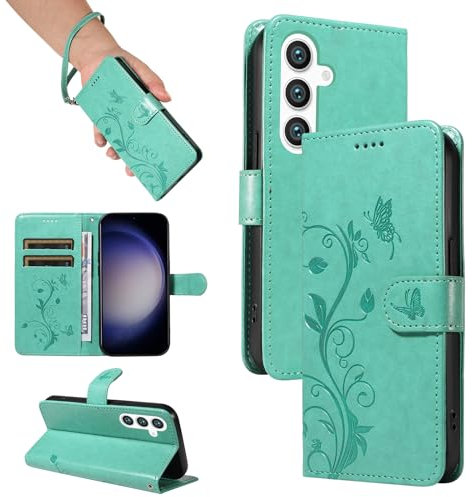SRISHP Cover per Samsung Galaxy S24, Magnetica Cover a Libro con Slot per Schede, Custodia in PU Pelle Portafoglio per Galaxy S24, Verde