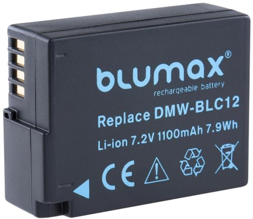 Blumax Akku DMW-BLC12 DMW BLC12e - mit echten 1100mAh und umweltfreundlicher Verpackung - kompatibel mit DMC GX8 G70 G81 G85 G7 G6 G5 FZ2000 FZ2500 FZ1000 FZ200 FZ300