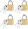 4pcs Padlock with Keys, 32mm Brass Padlocks Small Solid Padlock for Doors Travel Bags Toolboxes Garage Warehouse Cabinets